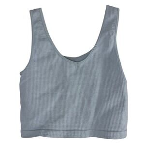 Waffle Knit Cropped Tank Top Light Blue‎ Scoop Neck Ribbed Hem Soft Girl Small